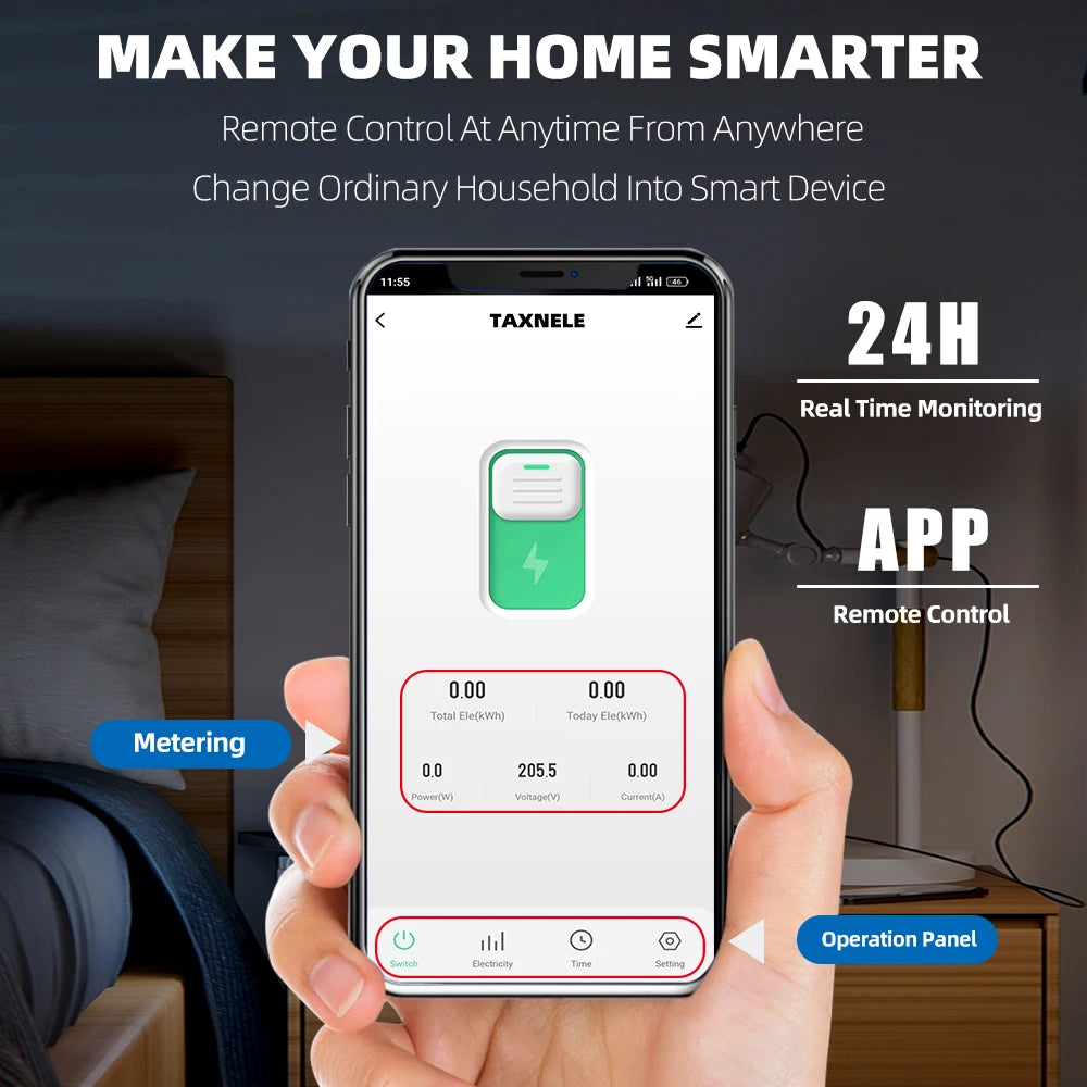 TUYA WIFI Smart Circuit Breaker Power Metering Energy Meter KWh 1P 63A  Smart Life Remote Switch Timer Voltage Current Protect