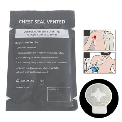 Portable Chest Seal Vented Dressing Bandage First Aid Kit Rescue Hyfin IFAK Chest Seal Outdoor Emergency Medical Treatment