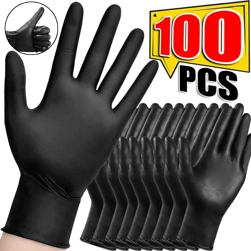 100/2pcs Strong Disposable Gloves Black Nitrile PVC Gloves for Housework Cleaning Car Industry Gardening Pet Care Cooking Tools