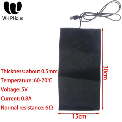 19 SIZE Carbon Fiber Heating Pad Mat Hand Feet Warmer USB Heating Film Electric Winter Infrared Fever Heat Mat Electric Warmer