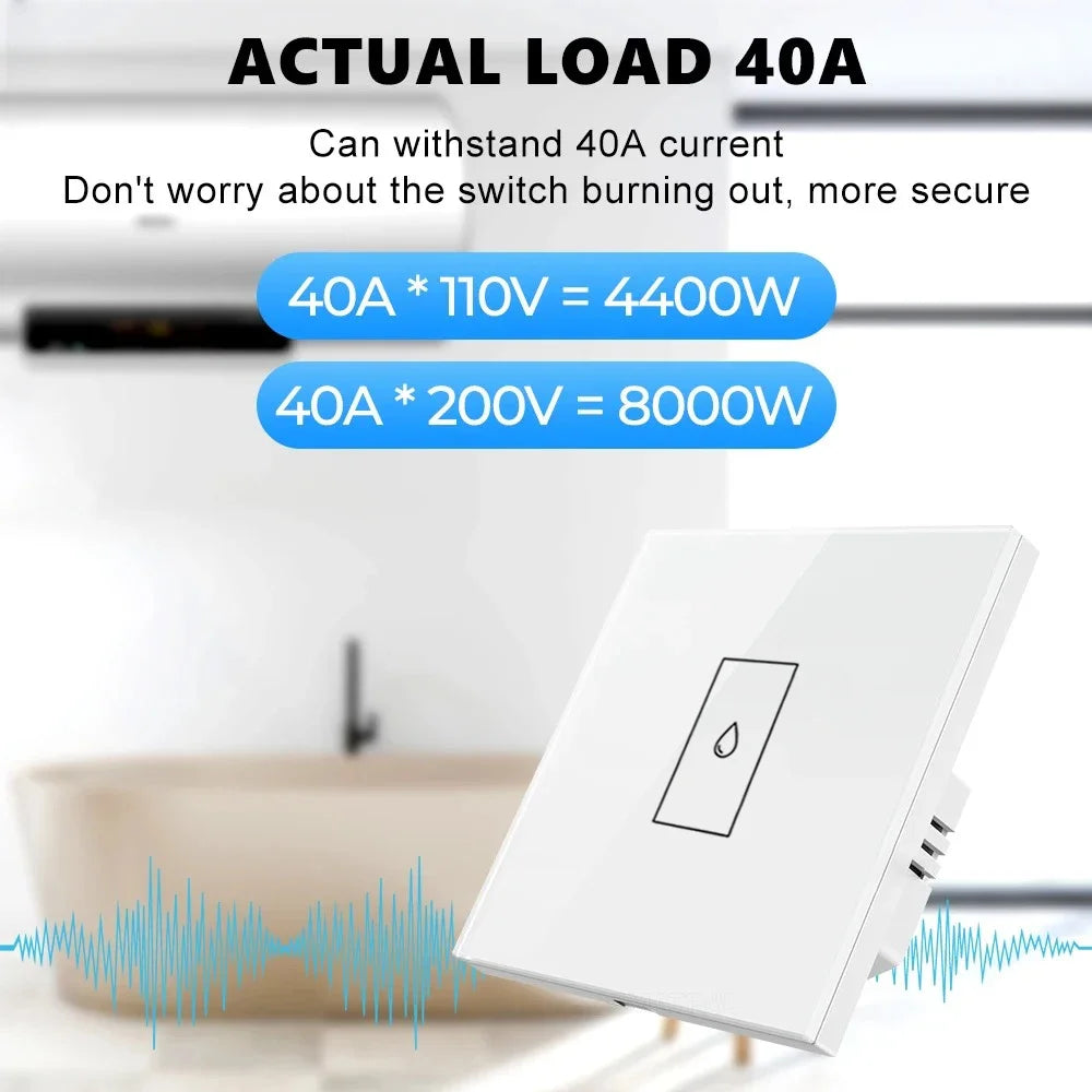 Smart Life WiFi 40A High Power Switch for Boiler Water Heater Air Conditioner Tuya App Control Works with Alexa Google Home