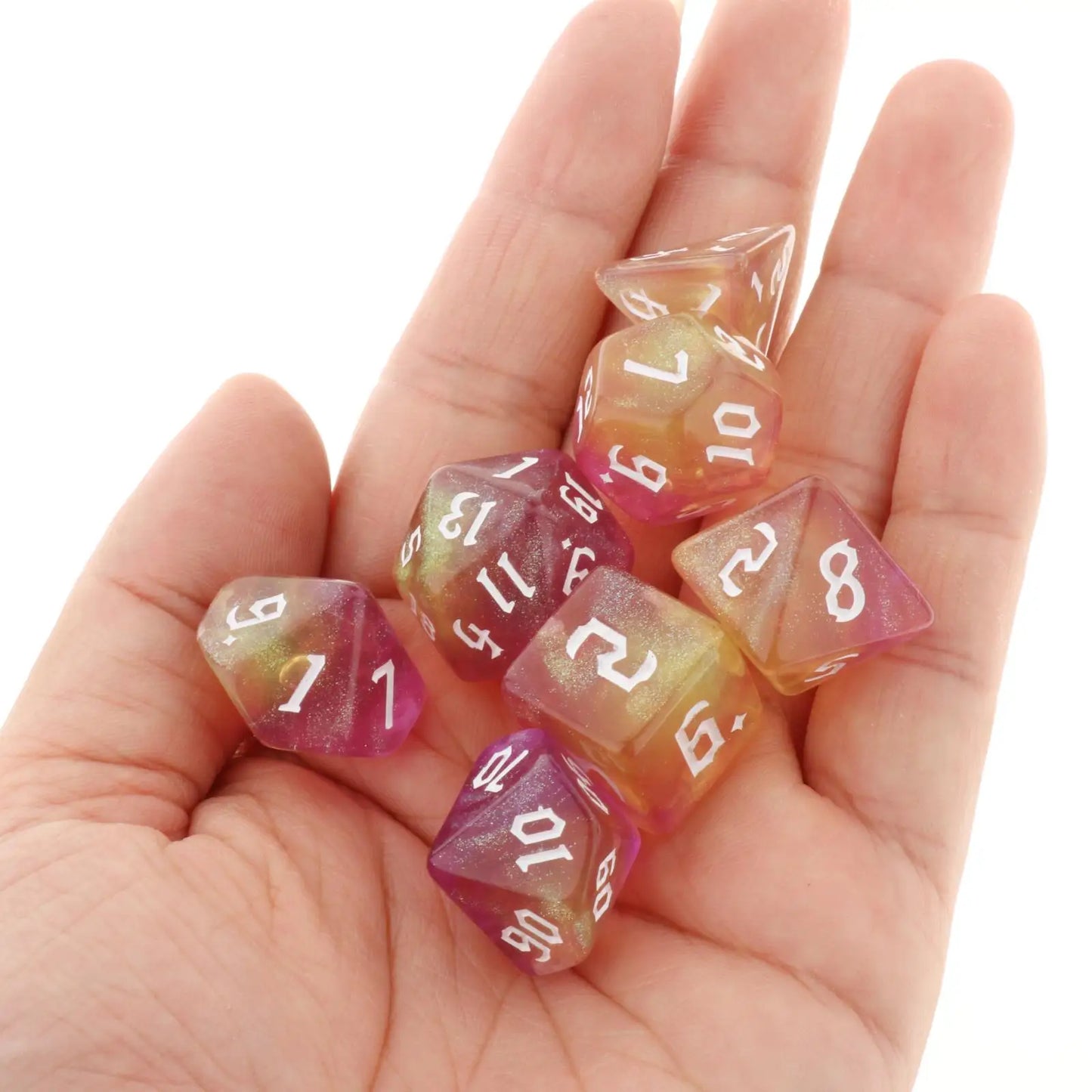 7/10Pcs Double-Colors Polyhedral Dices with Pouch Set D4, D6, D8, D12,D20, D10 for Board Game Role Playing Game Party