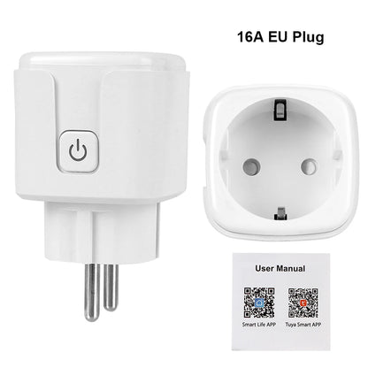 Work with Alexa Google Home Assistant Smart Plug Tuya Life APP 16A Wall Charger EU/US/BR Socket WiFi Power Monitor Timer