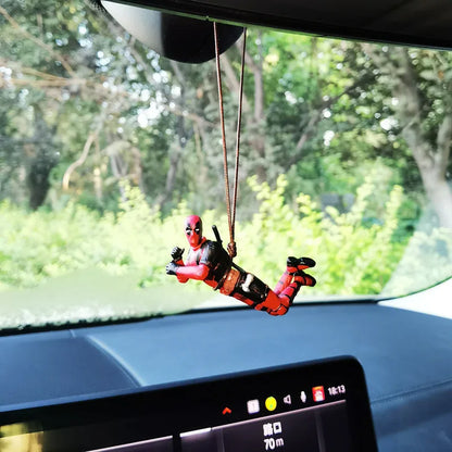 Cartoon Deadpool Car Pendant Rearview Mirror Pendant Interior Accessories Mini Model Toys Action Figures InteriorDecorationModel
