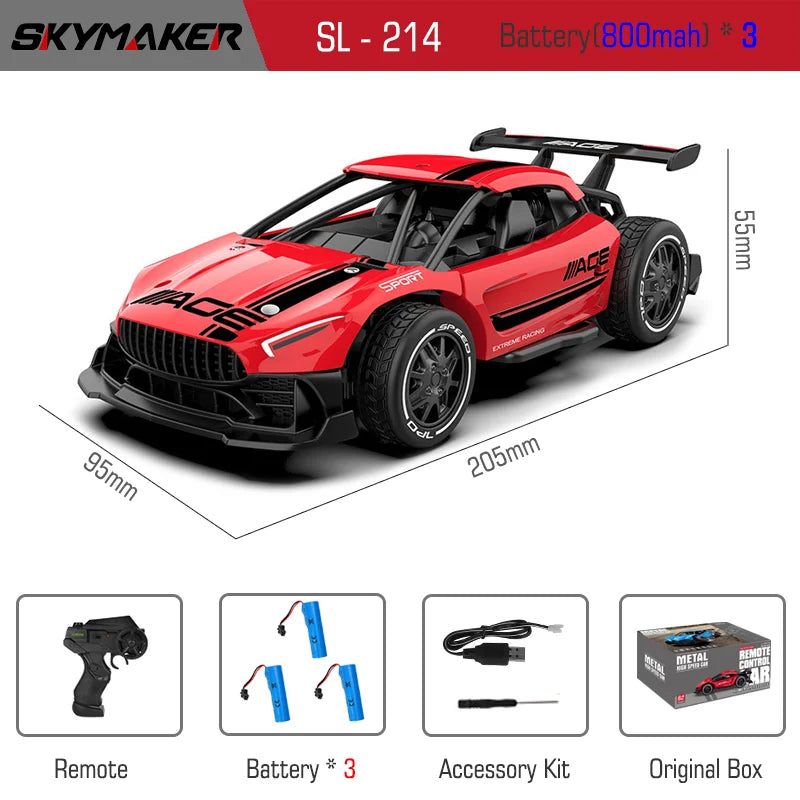RC Metal Car Toys 1/24 2.4G High Speed Remote Control Mini Scale Model Vehicle Electric Metal RC Car Toys for Boys Children Gift
