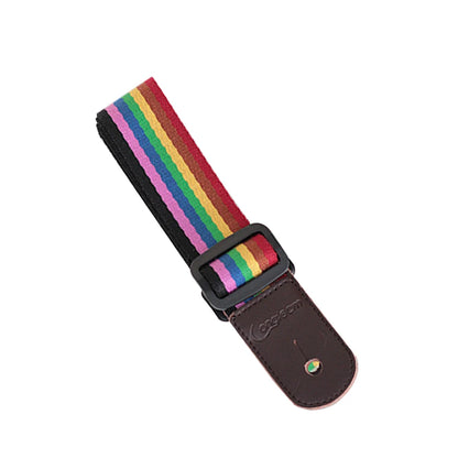 Ukulele Rainbow Strap Small Guitar Tail Nail Strap Breathable Cotton Material Double-Layer Quality Soft Leather Head