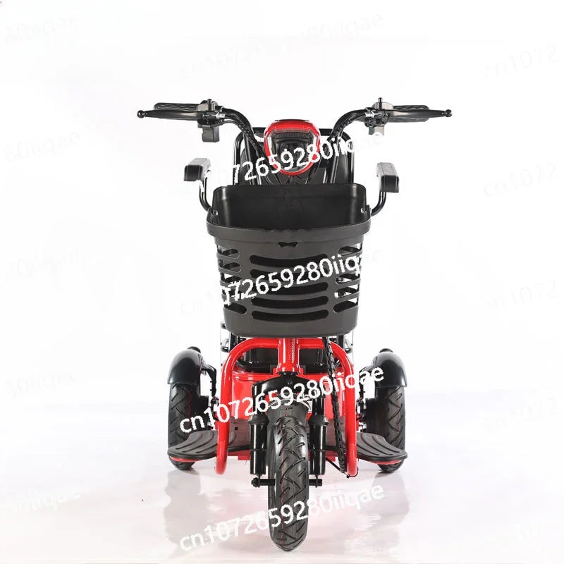 Folding electric three-wheel leisure transportation, electric wheelchair, battery car, disabled elderly rear drive
