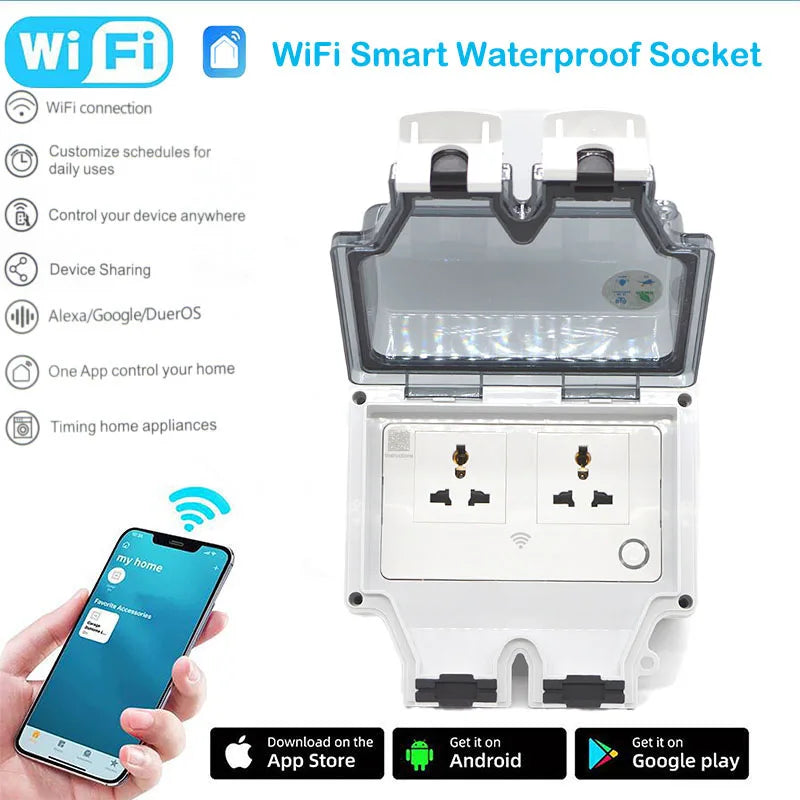 16A Smart Socket IP66 Waterproof Plug 86Type Outdoor Switch WiFi Israel Standard Power Jack App Remote Control With Smart Life