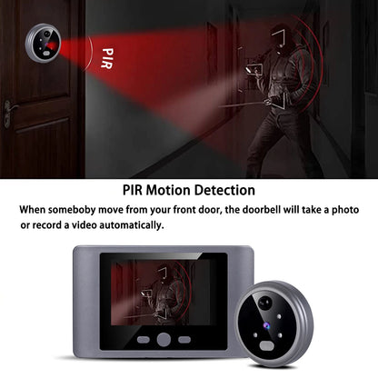 Wireless Home Security Peephole Video Doorbells 480P Digital Door Peepholes with Camera Mic Support Video Record No APP No Wifi