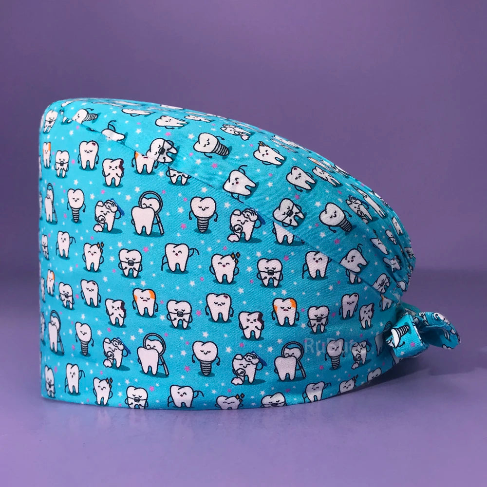 Doctor Nurse Pet Shop Surgical Head Caps Lab Unisex Dentist Scrub Cap Doctor Operating Room Pattern Printing Medical Soft Caps