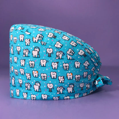 Doctor Nurse Pet Shop Surgical Head Caps Lab Unisex Dentist Scrub Cap Doctor Operating Room Pattern Printing Medical Soft Caps