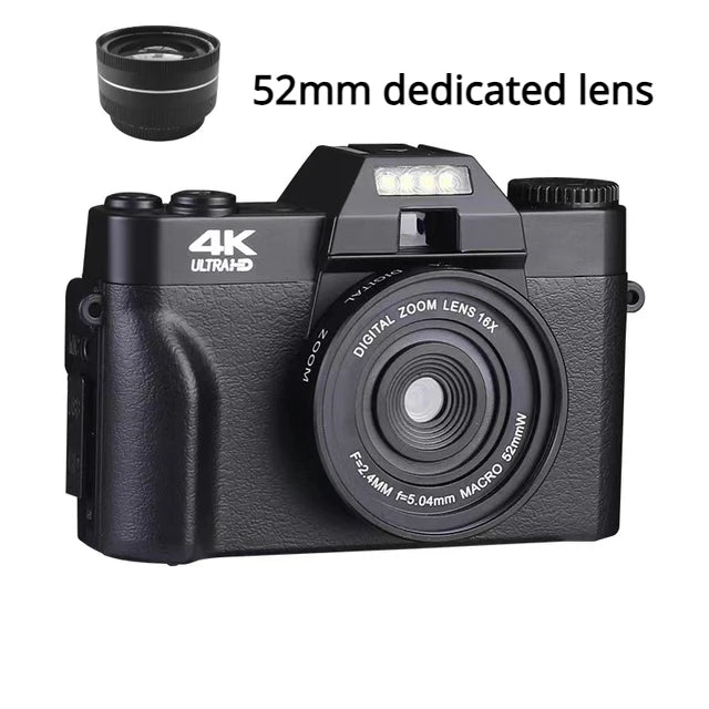 4K HD 48MP Retro Digital Camera 4K HD Professional Digital Camera WIFI Webcam Wide Angle 16X Digital Zoom Camcorder flip screen
