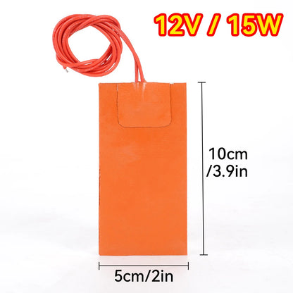 Silicone Rubber Heating Pad Sticker 12V 50W Car Engine Oil Tank Heater Pad Waterproof Heating Mat Warming Accessorie 50x100mm