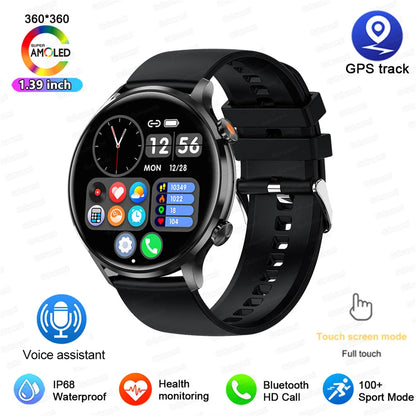 2024 New Smartwatch Women AMOLED HD Screen Always On Display Bluetooth Call IP68 Waterproof GPS Smart Men Watch For Android ios
