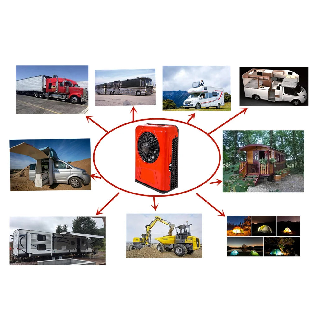 800W 12V 4 Gears Electric Universal Driven Bus Pickup Truck Air Conditioner Outdoor and Indoor Unit Air-conditioner for Cooling