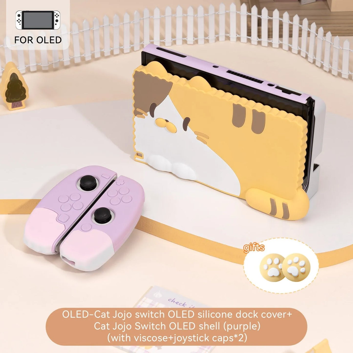 GeekShare Charging Dock Case for  Nintendo Switch OLED Kawaii 3D Cat Jojo Silicone Soft Dock Shell NS Game Accessories