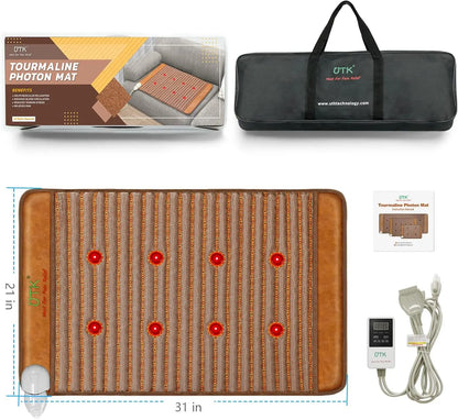 Infrared Heating Pads for Back Far Infrared Mat Heat Pad with Full Tourmaline Beads 8 Photon Infrared Heating Pad Auto Shut Off