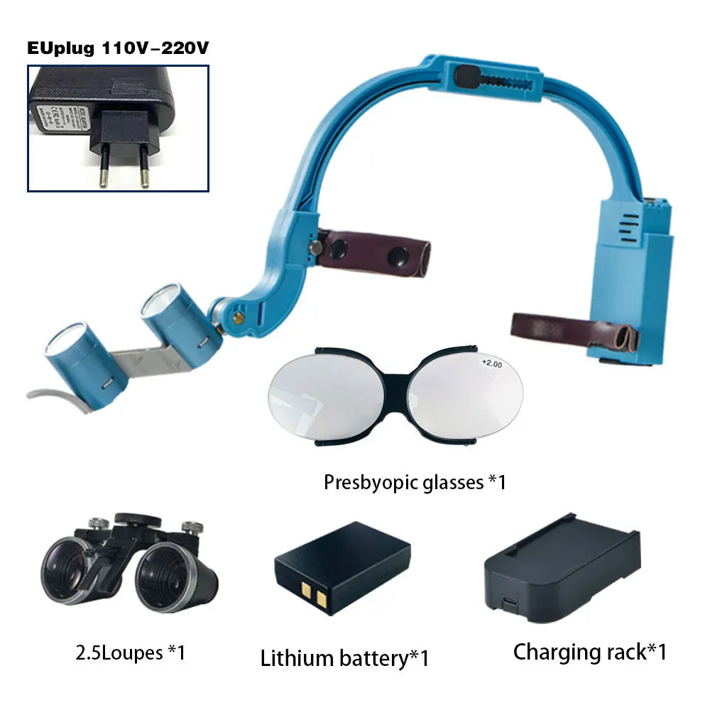 Dental 2.5X 3.5X 5X 6X Optional Loupe Magnification Binocular Surgical Magnifier with Headlight LED Light Dentist Medical Loupes