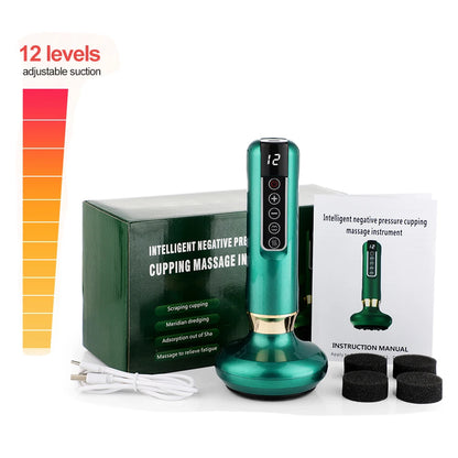 Electric Cupping Massager, Vacuum Suction Cup GuaSha Instrument Anti Cellulite Beauty Scraping Infrared Heat Slimming Massager