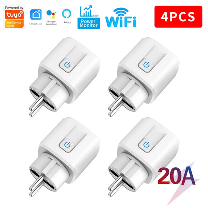 Smart Plug WiFi Socket EU 16A/20A With Power Monitor Timing Function Tuya Smart Life APP Control Works With Alexa Google Home