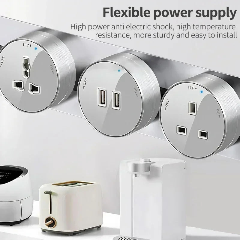 Power Movable Power Track Socket Appliances Popular US/UK/EU/FR Universal Outlets Wall Electrical Plug Adapter with USB/LED