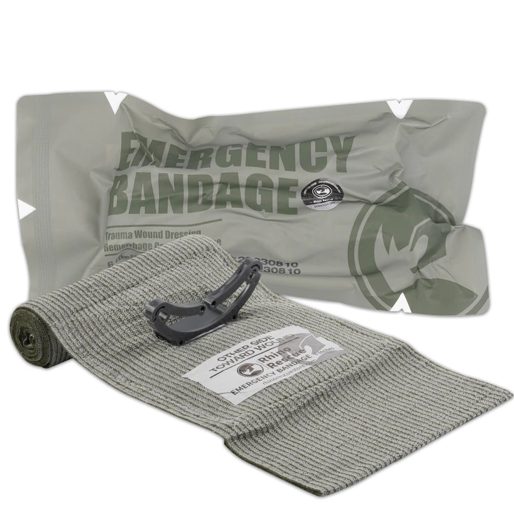 RHINO RESCUE 4/6" Israeli Style Emergency Bandage, Trauma Wound Dressing, Combat Tactical First Aid Kit IFAK Supplies