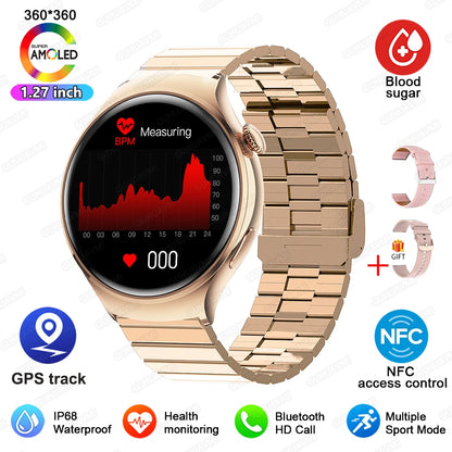 2024 New For Huawei Watch 4 Mini NFC Smart Watch Women AMOLED HD Screen IP68Waterproof Heart Rate Blood Sugar BT Call Smartwatch