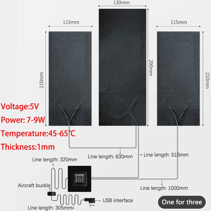 19 SIZE Carbon Fiber Heating Pad Mat Hand Feet Warmer USB Heating Film Electric Winter Infrared Fever Heat Mat Electric Warmer