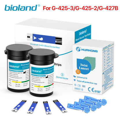 (50/100/200/300/500 pcs for G-427B and G-425-2/-3) bioland Blood Glucose Meter Test Strips and Lancets for Diabetes accessories