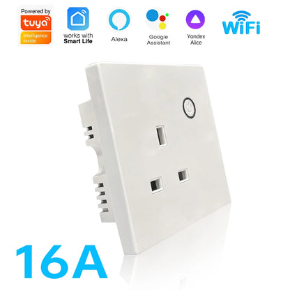 Tuya Mobile phone remote control switch, air conditioning water heater, TV 16A intelligent WiFi socket, 86 type panel