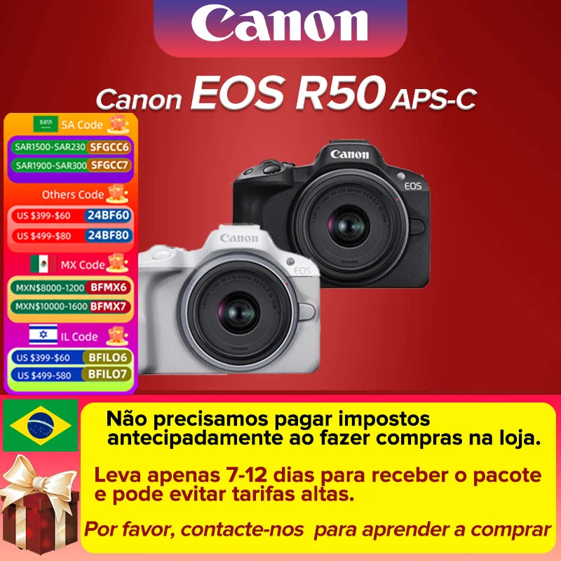 Canon EOS R50 APS-C Professional Mirrorless Digital Camera High-Speed Continuous Shooting 4K Video High Image Quality Black Body