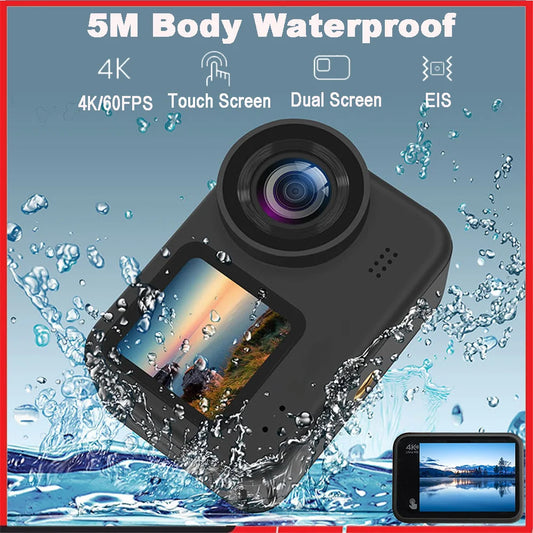 4K60FPS 20MP Action Camera 5M Body Waterproof EIS DVR 170D Sports Video Recording Dual Display 2" Touch Screen 1080P Webcam