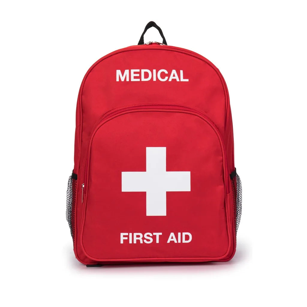 Red Emergency Bag First Aid Backpack Empty Medical Bag Treatment First Responder Trauma Bag for Preschool Child Care Center