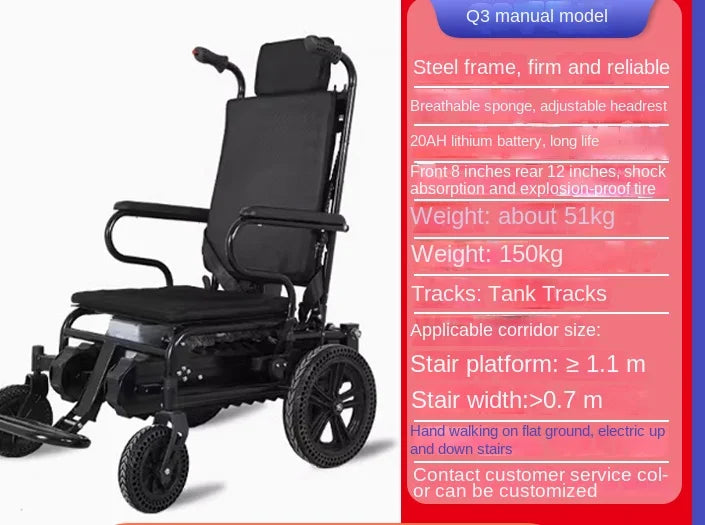 Electric stair climbing wheelchair foldable special artifact for the elderly intelligent automatic stair climbing machine
