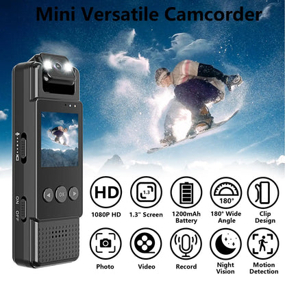 2MP HD Mini Camera 1.3" HD Screen Portable Pocket Body Small Digital Video Recorder Sports Camcorder