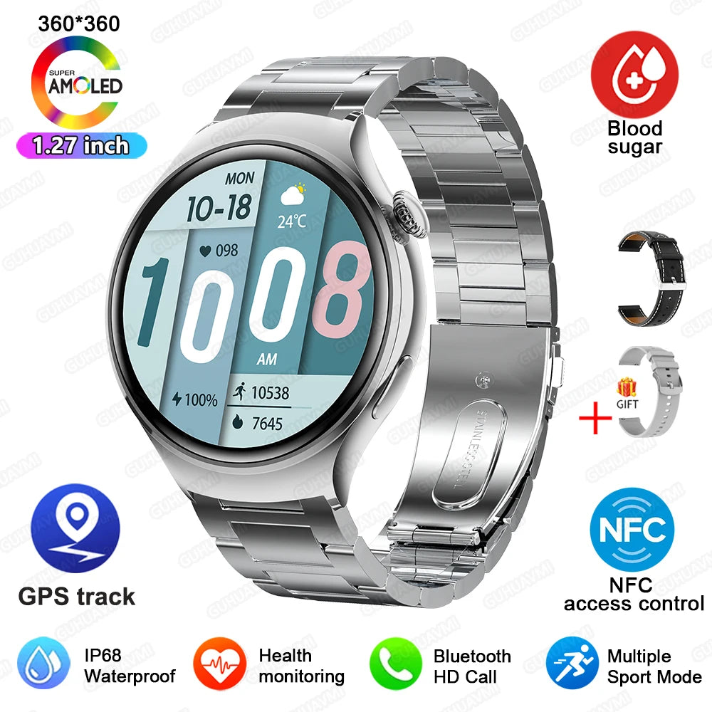 2024 New For Huawei Watch 4 Mini NFC Smart Watch Women AMOLED HD Screen IP68Waterproof Heart Rate Blood Sugar BT Call Smartwatch