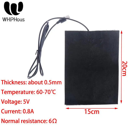19 SIZE Carbon Fiber Heating Pad Mat Hand Feet Warmer USB Heating Film Electric Winter Infrared Fever Heat Mat Electric Warmer