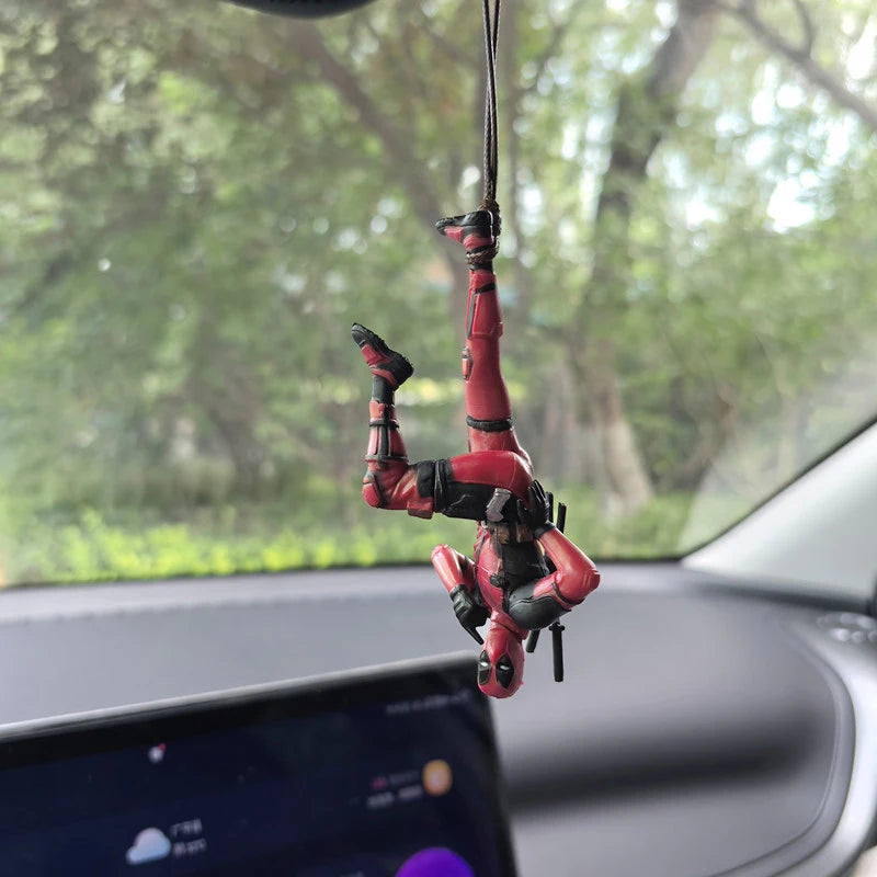 Cartoon Deadpool Car Pendant Rearview Mirror Pendant Interior Accessories Mini Model Toys Action Figures InteriorDecorationModel