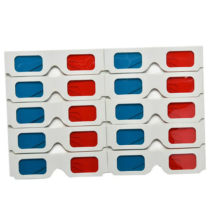 10pcs/set Universal Paper Anaglyph 3D Glasses Red Blue Cardboard Movie Game DVD Video TV 3D Glasses
