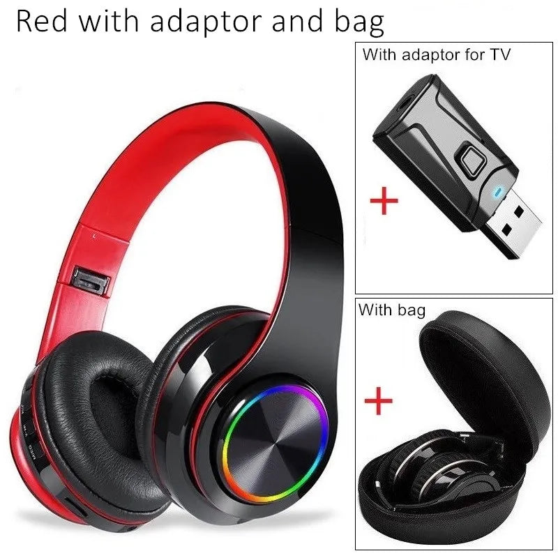 TV Headphones Wireless Helmets Foldable Bluetooth Headset PC Tablet Bluetooth Adapter Waterproof Carry Bag Gaming Music with Mic
