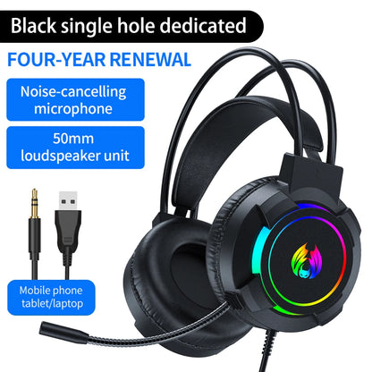 Gaming Headset 7.1 Stereo Surround Bass Headphones RGB Active Noise Reduction Earphones Game Headphone With Microphone For PC