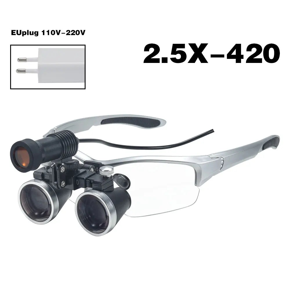 Dental Magnifier with LED Headlight Optical Dental Loupes for Dentist Binocular Magnifying Glasses with Headlamp for Surgery