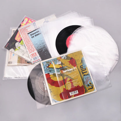 7 inch Vinyl Record Protecter EP Record Plastic Bags Anti-Static Record Sleeves Outer Inner Plastic Clear Cover Container 100PCS