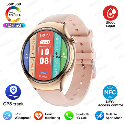 2024 New For Huawei Watch 4 Mini NFC Smart Watch Women AMOLED HD Screen IP68Waterproof Heart Rate Blood Sugar BT Call Smartwatch