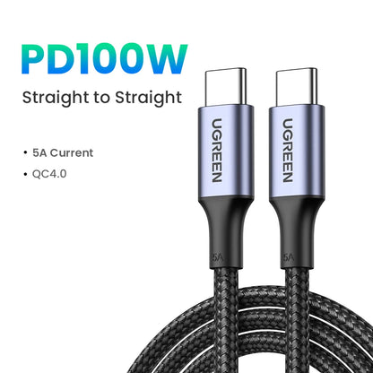UGREEN 100W USB C To Type C Cable for iPhone 15 Macbook Samsung Xiaomi POCO Games Angle PD Fast Charging Cable Data USB Cable 5A
