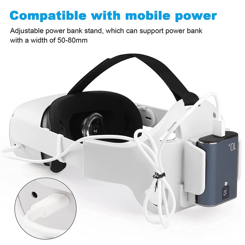Adjustable Head Strap For Oculus Quest 2 Halo Strap With Powerbank Fixing Bracket Enhanced Headband For Quest2 VR Accessories
