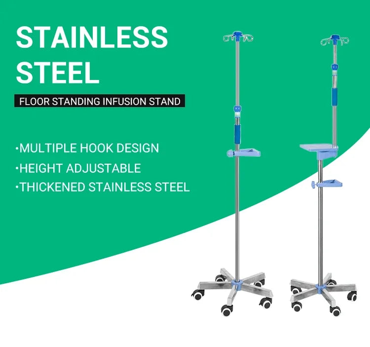 Hospital Portable And Foldable IV Pole Stand Flexible  Stand Medical Drip Stand