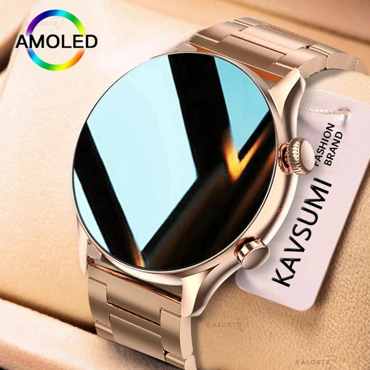 2024 New Smartwatch Women AMOLED HD Screen Always On Display Bluetooth Call IP68 Waterproof GPS Smart Men Watch For Android ios