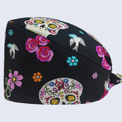 Cartoon Printed Women's Surgical Cap, 100% Pure Cotton Dental Cap, Beauty Salon Breathing and Cleaning Cap, Laboratory Work Cap