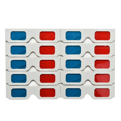 10pcs/set Universal Paper Anaglyph 3D Glasses Red Blue Cardboard Movie Game DVD Video TV 3D Glasses